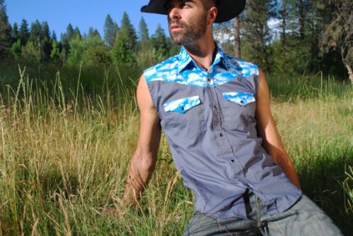 Clouds sleeveless Western Shirt