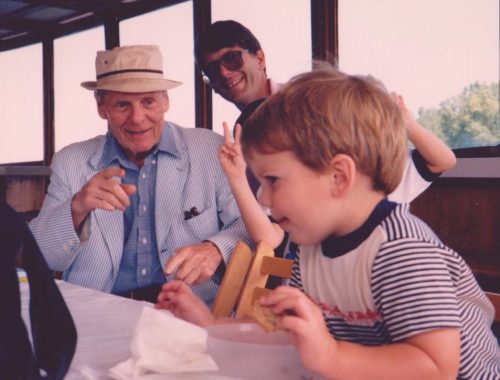 My late father Joseph R. Shaw, me, my son Patrick in the foreground and behind him giving the peace sign is my son Matthew in the late 1980s.