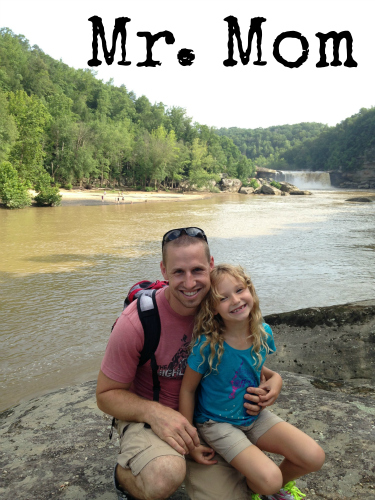 Image of dad and daughter with title Mr. Mom