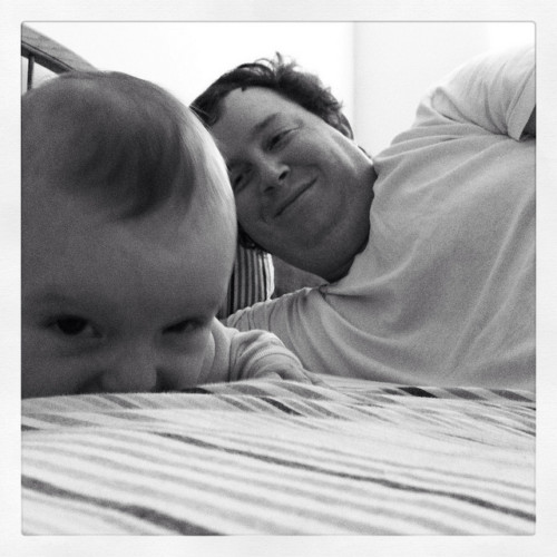 Dad and baby waking up early