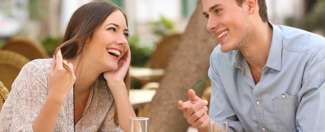 Couple Dating And Flirting In A Restaurant