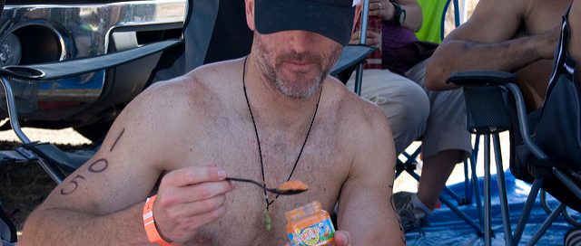 dad eating baby food
