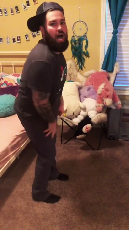 @theawesomelawsons TikTok video Dad imitates daughter